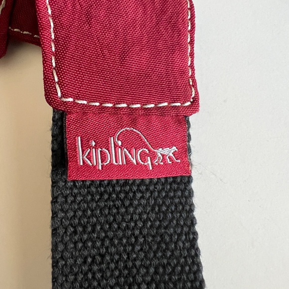 Kipling Deep Red Waist Belt Sporty Fanny Pack Crinkled Nylon Bag Vtg - Picture 9 of 13